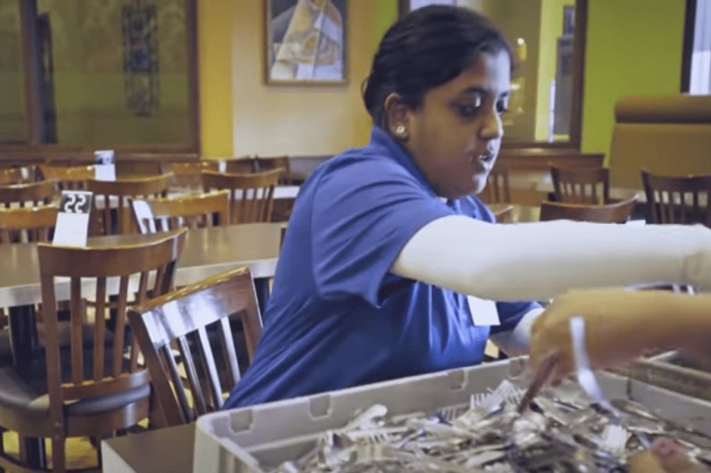 SAAAC Autism Centre student works at saravana bhavan restaurant